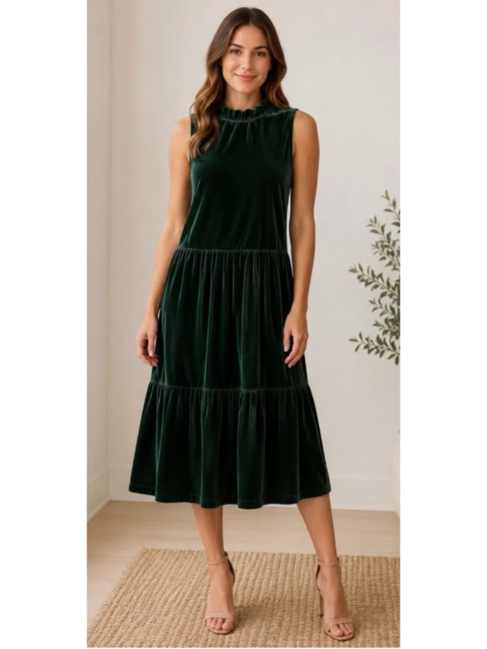 J.Crew Factory | Dress | Hunter Green Velvet | Size 14